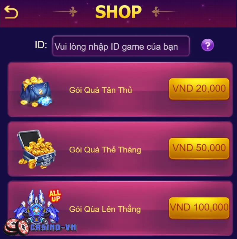 Nạp tiền BẮN CÁ LONG VƯƠNG